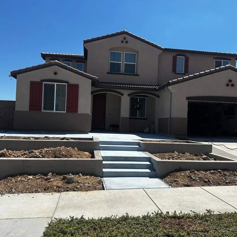 Poured concrete steps and front walkway