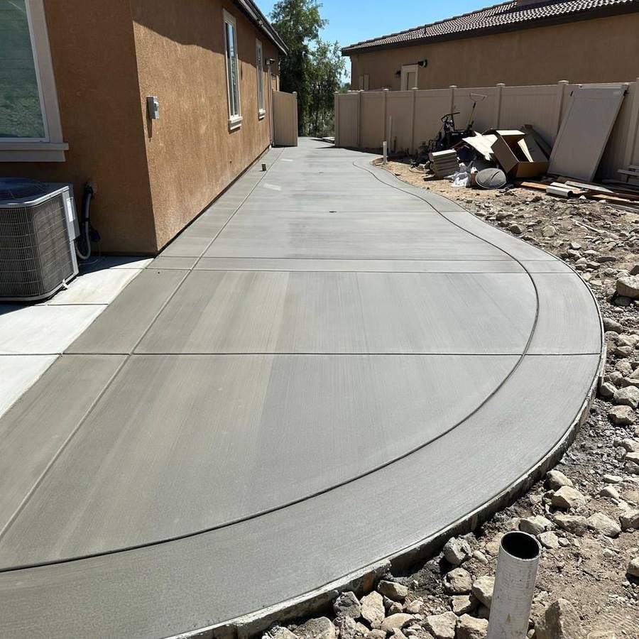 Curved concrete walkway