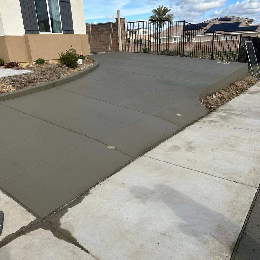 Reinforced RV pad next to a driveway