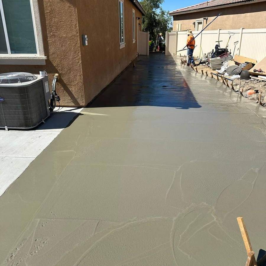 Fresh concrete pour being finished