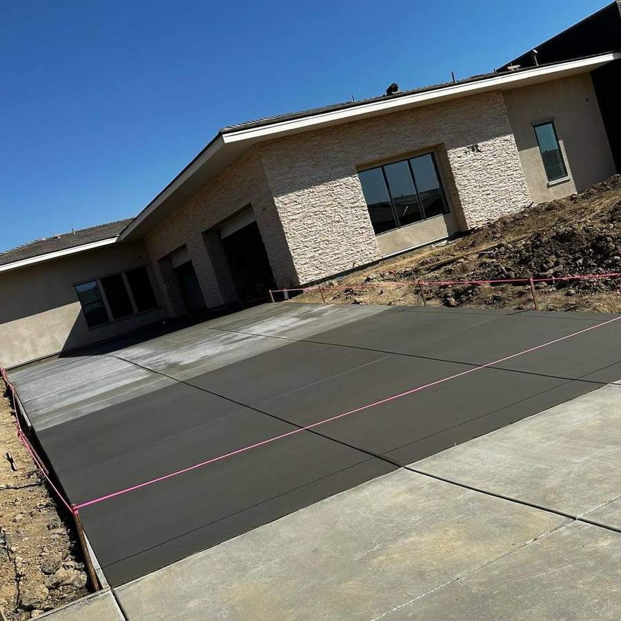 Concrete pad with form boards in place